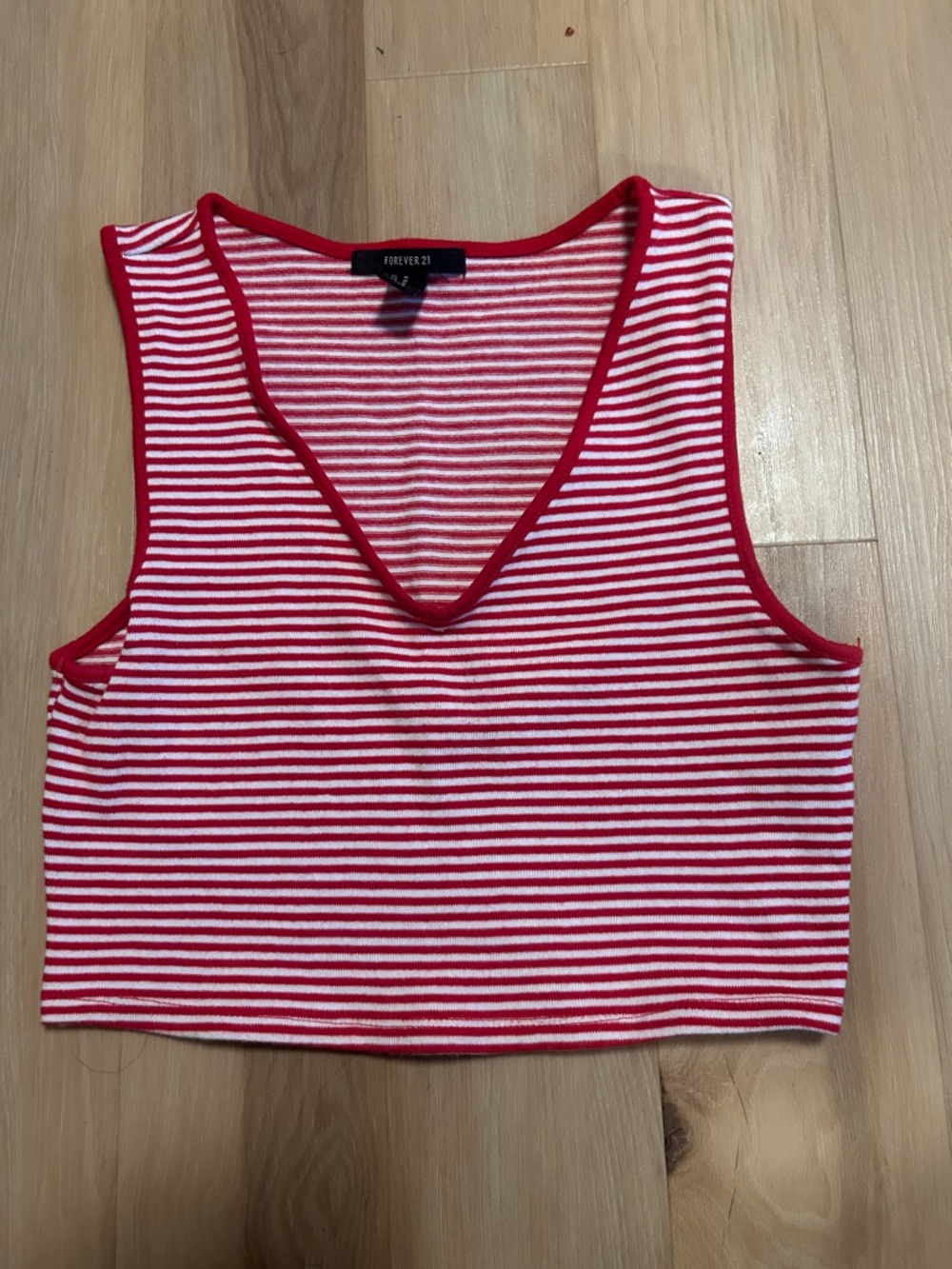 Forever 21 Red and White Cropped Tank Top